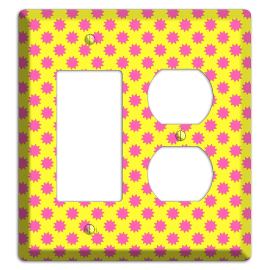 Yellow with Pink Burst Rocker / Duplex Wallplate