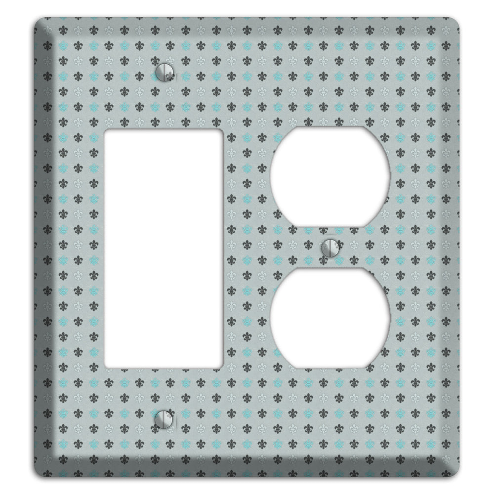 Dusty Blue with Fleur de Lis Rocker / Duplex Wallplate