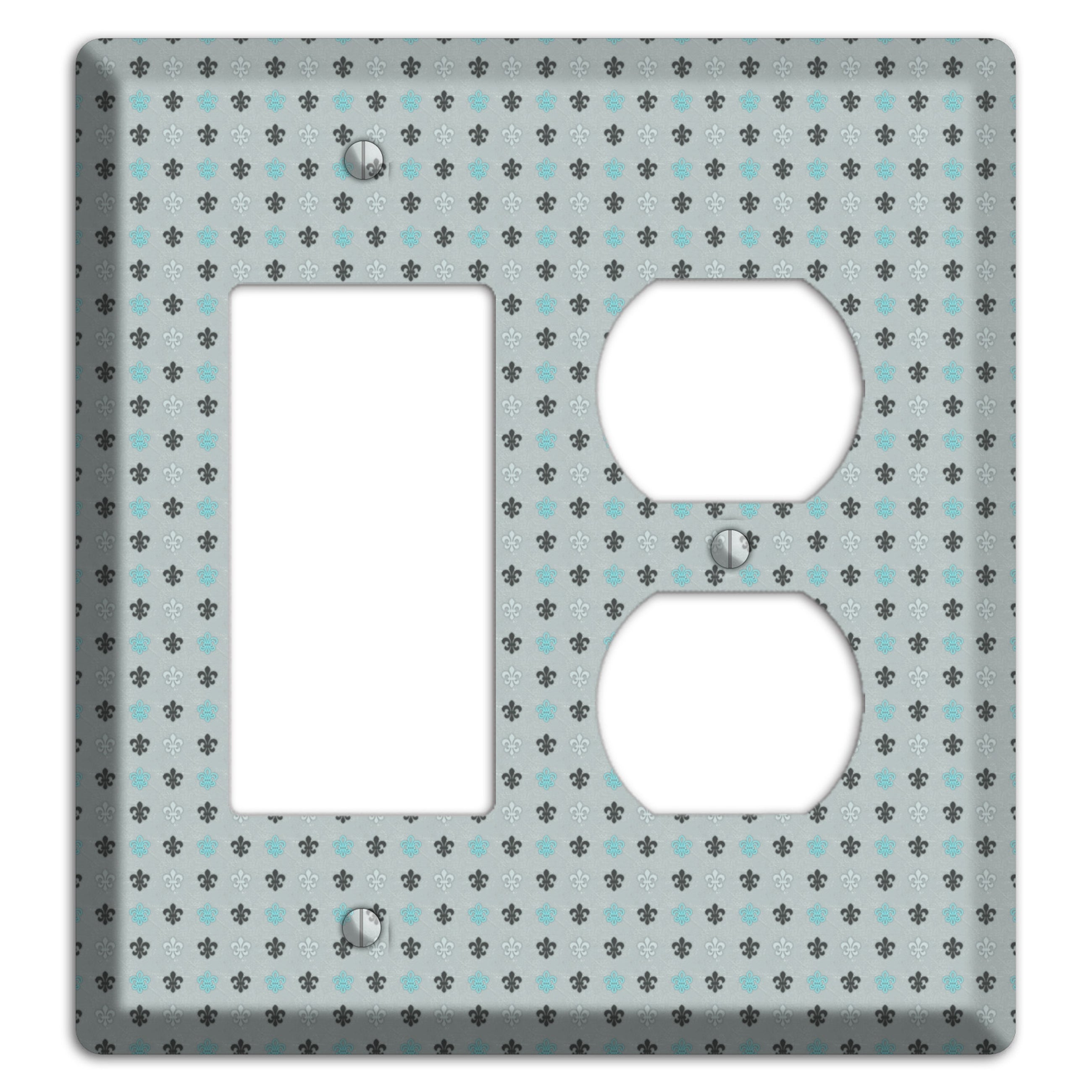 Dusty Blue with Fleur de Lis Rocker / Duplex Wallplate