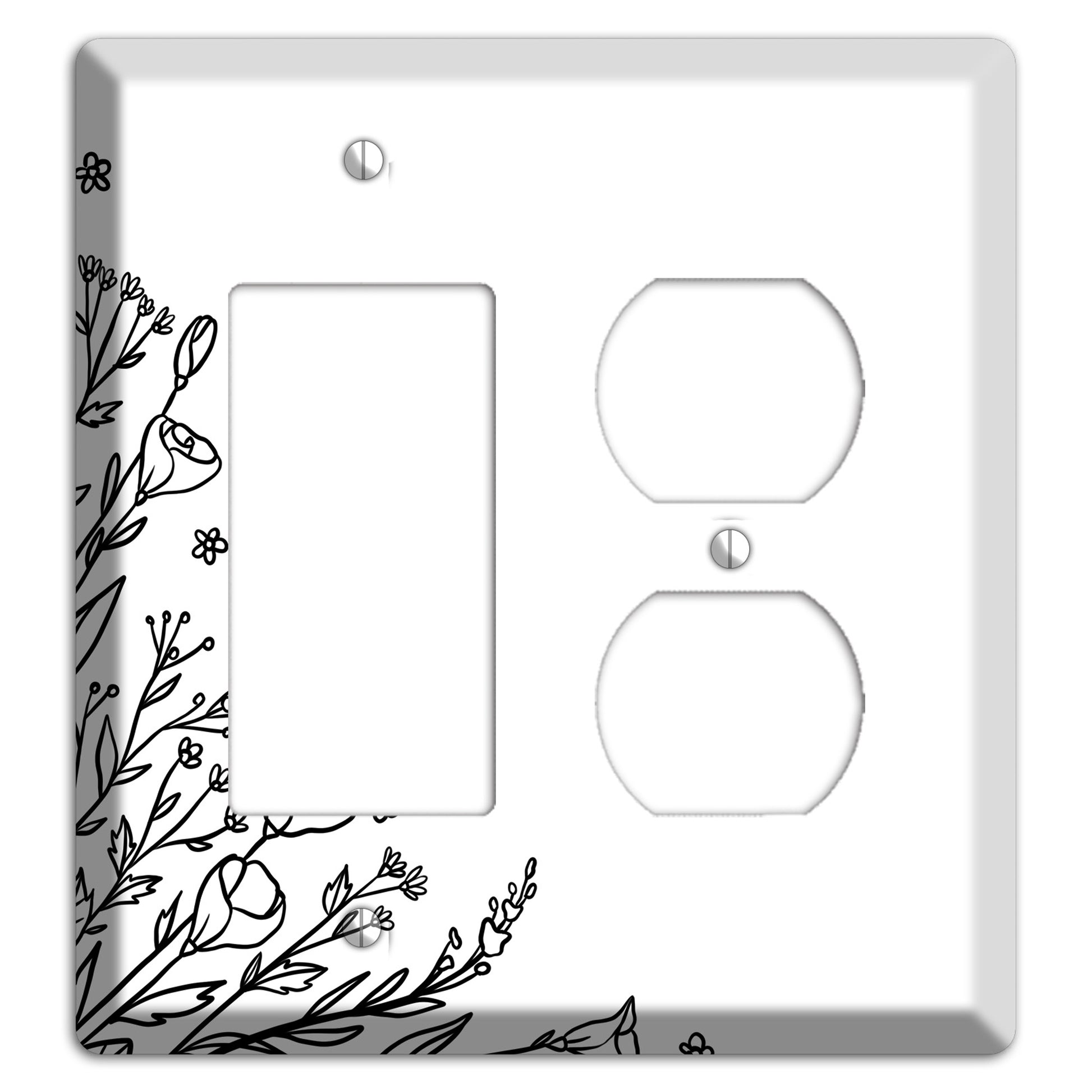 Hand-Drawn Floral 35 Rocker / Duplex Wallplate