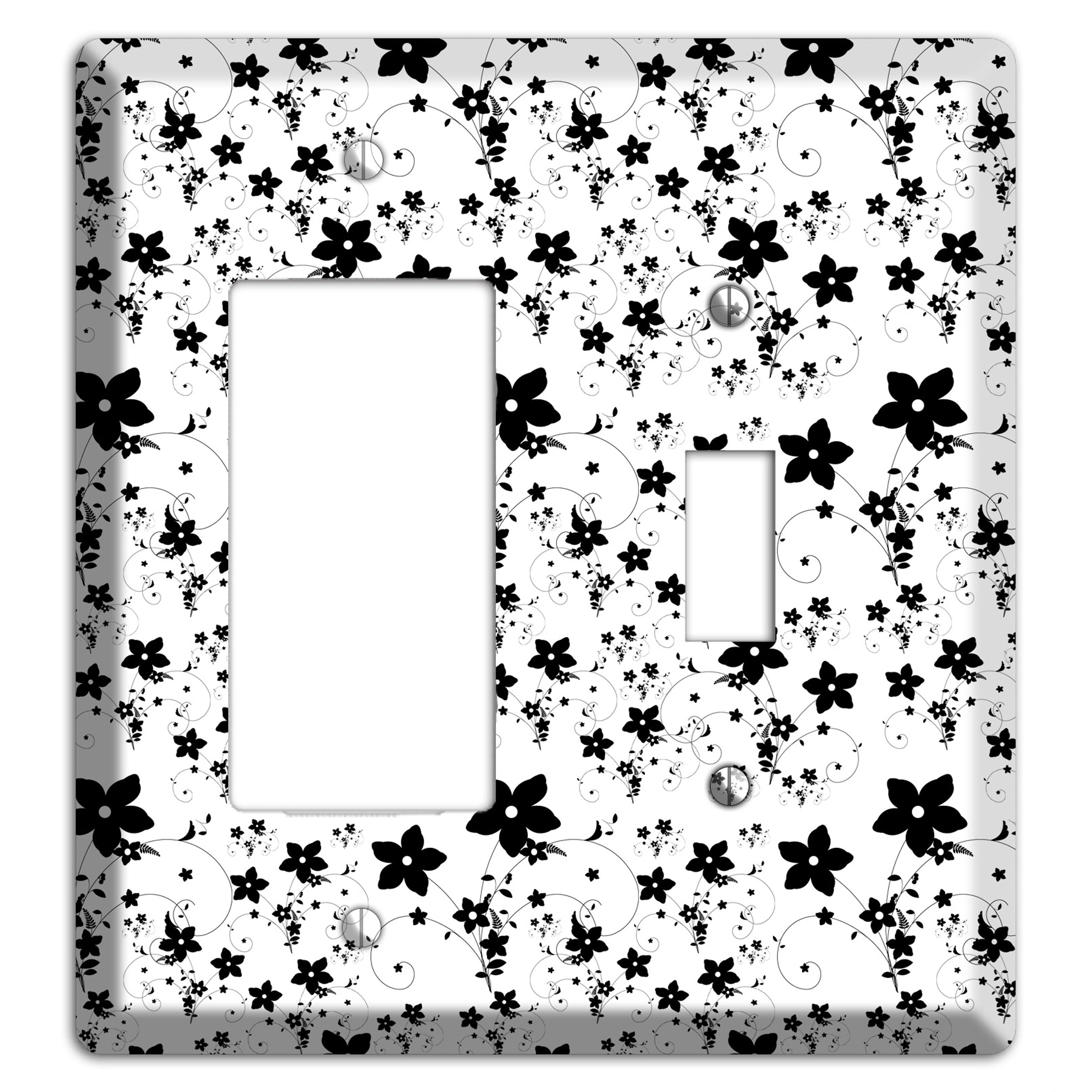 Black and White Flowers Rocker / Toggle Wallplate