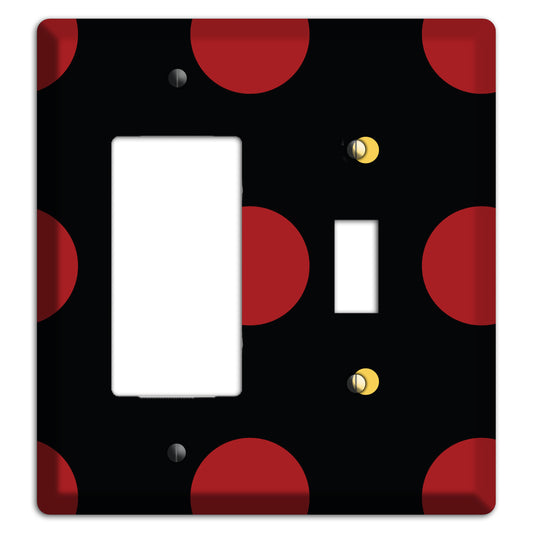 Black with Red and Yellow Multi Tiled Medium Dots Rocker / Toggle Wallplate