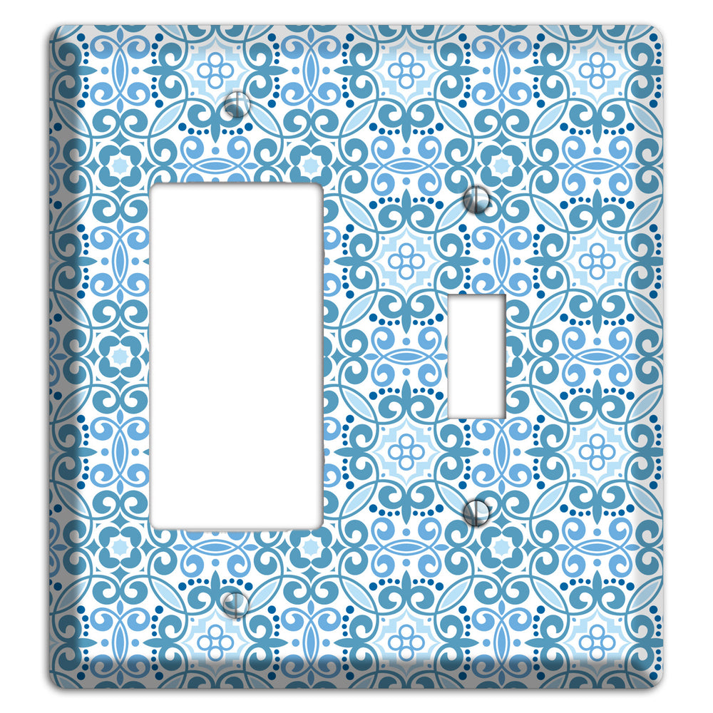 Multi Blue Foulard Rocker / Toggle Wallplate