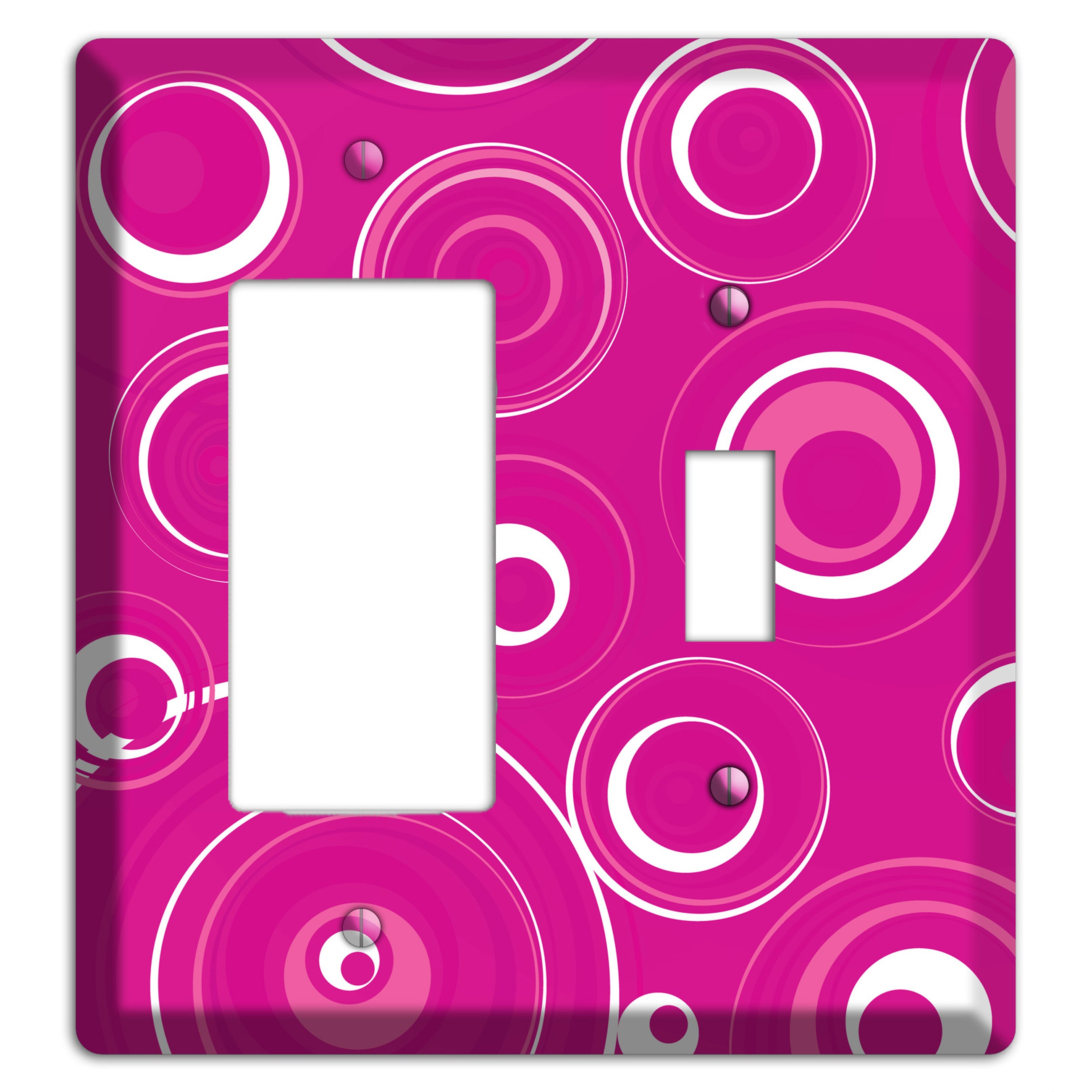 Dark Pink Circles Rocker / Toggle Wallplate
