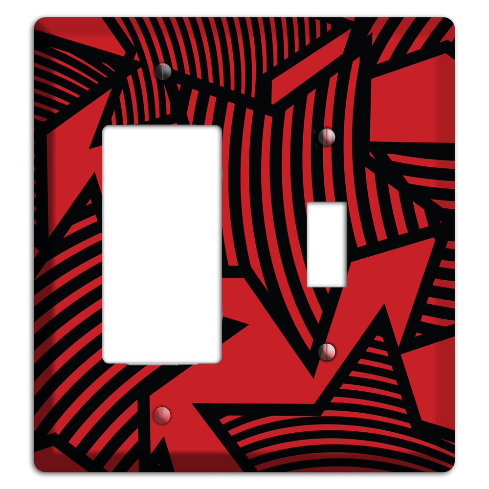 Red with Large Black Stars Rocker / Toggle Wallplate
