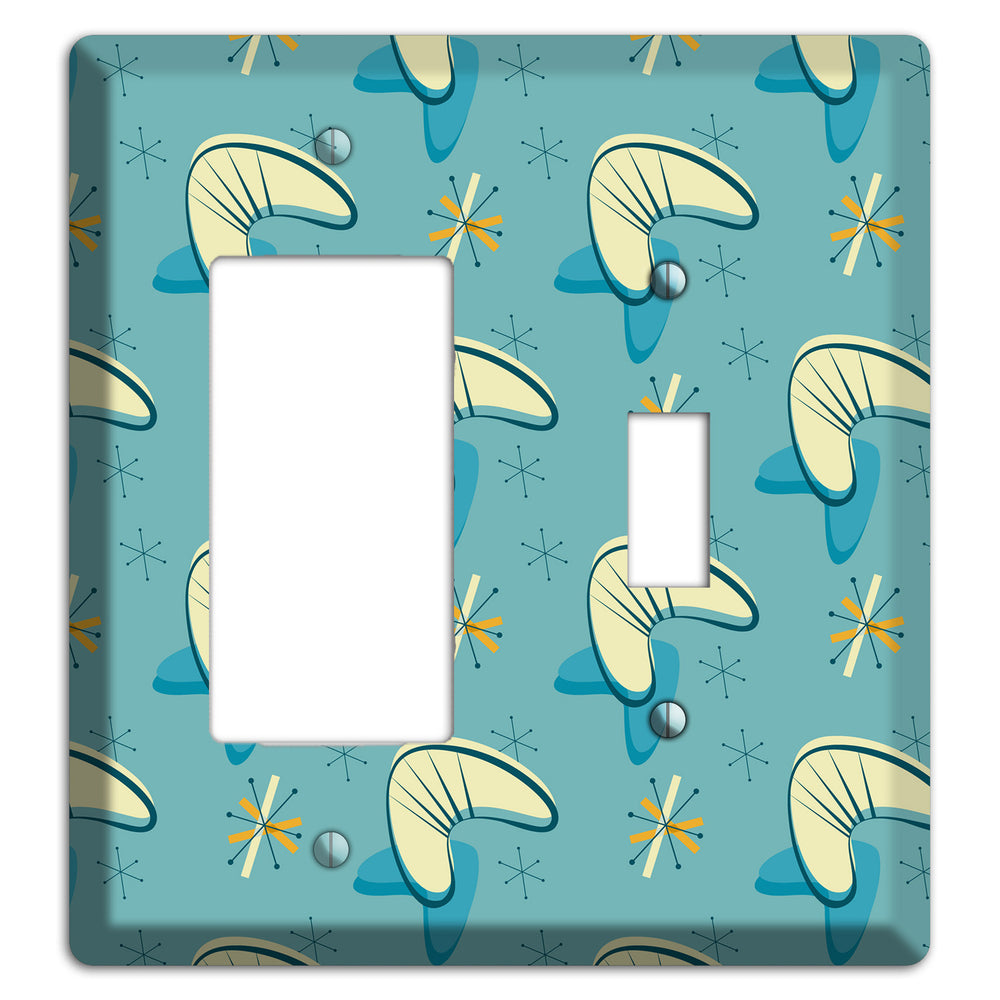 Yellow and Blue Boomerang Rocker / Toggle Wallplate