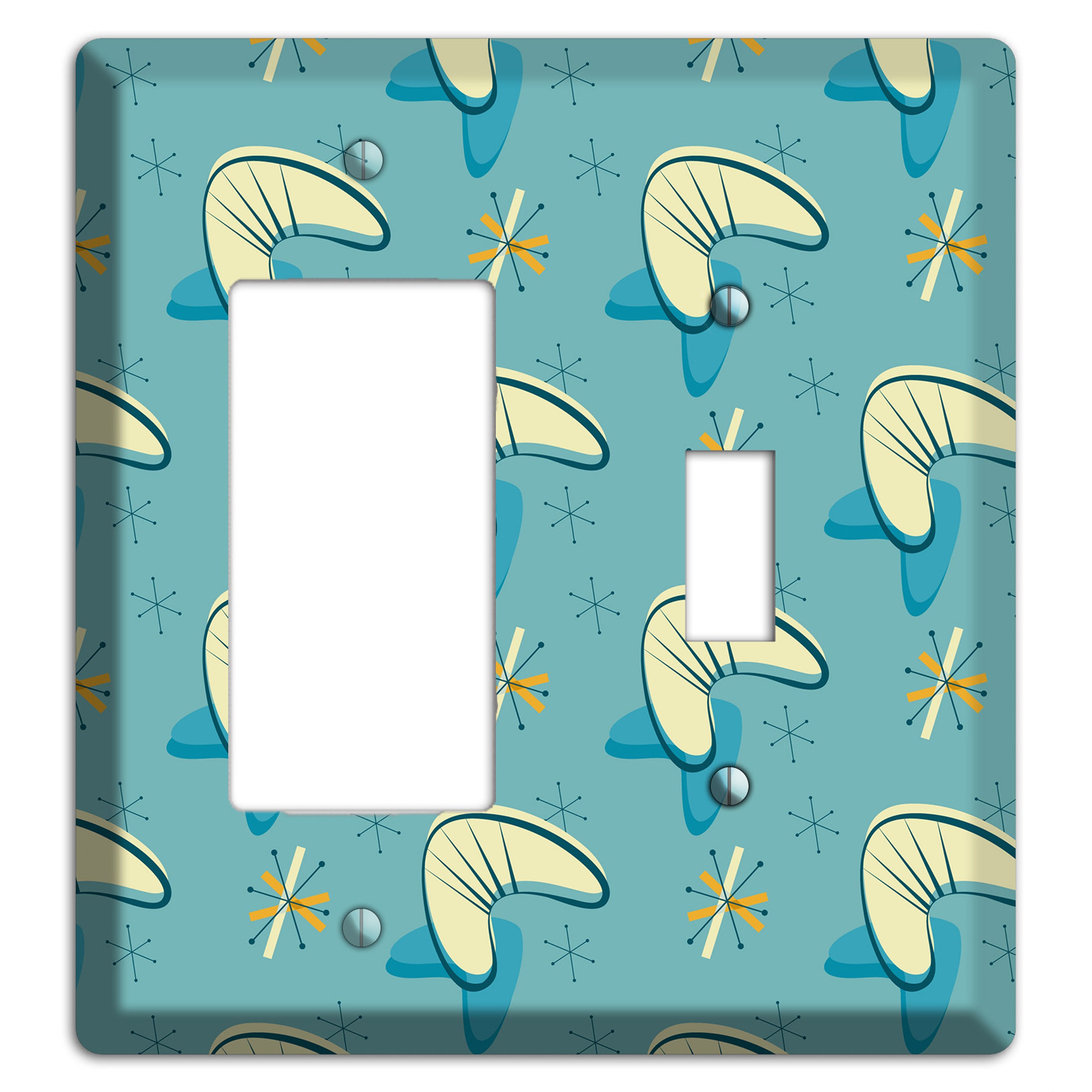 Yellow and Blue Boomerang Rocker / Toggle Wallplate