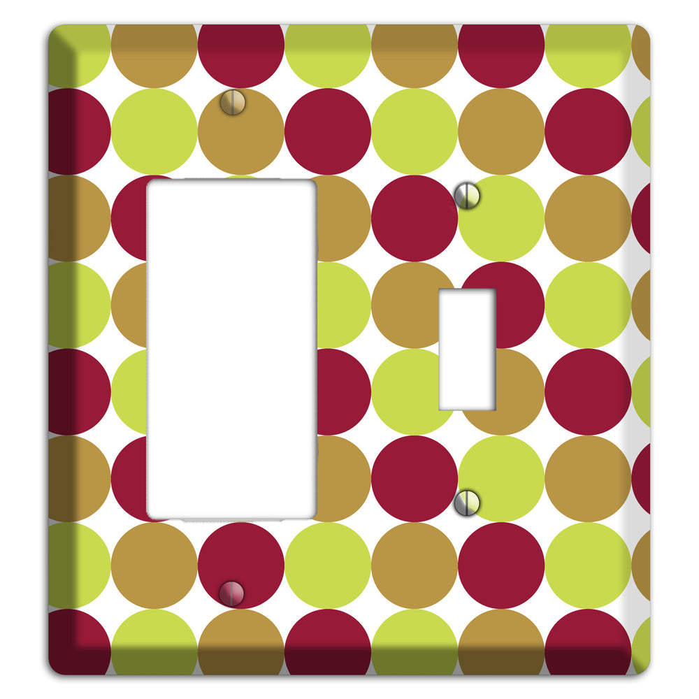 Lime Brown Maroon Tiled Dots Rocker / Toggle Wallplate