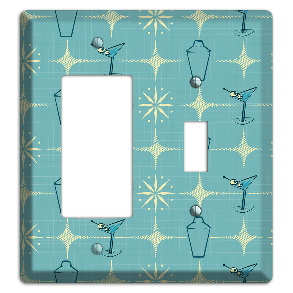 Blue Shaker and Martini Rocker / Toggle Wallplate