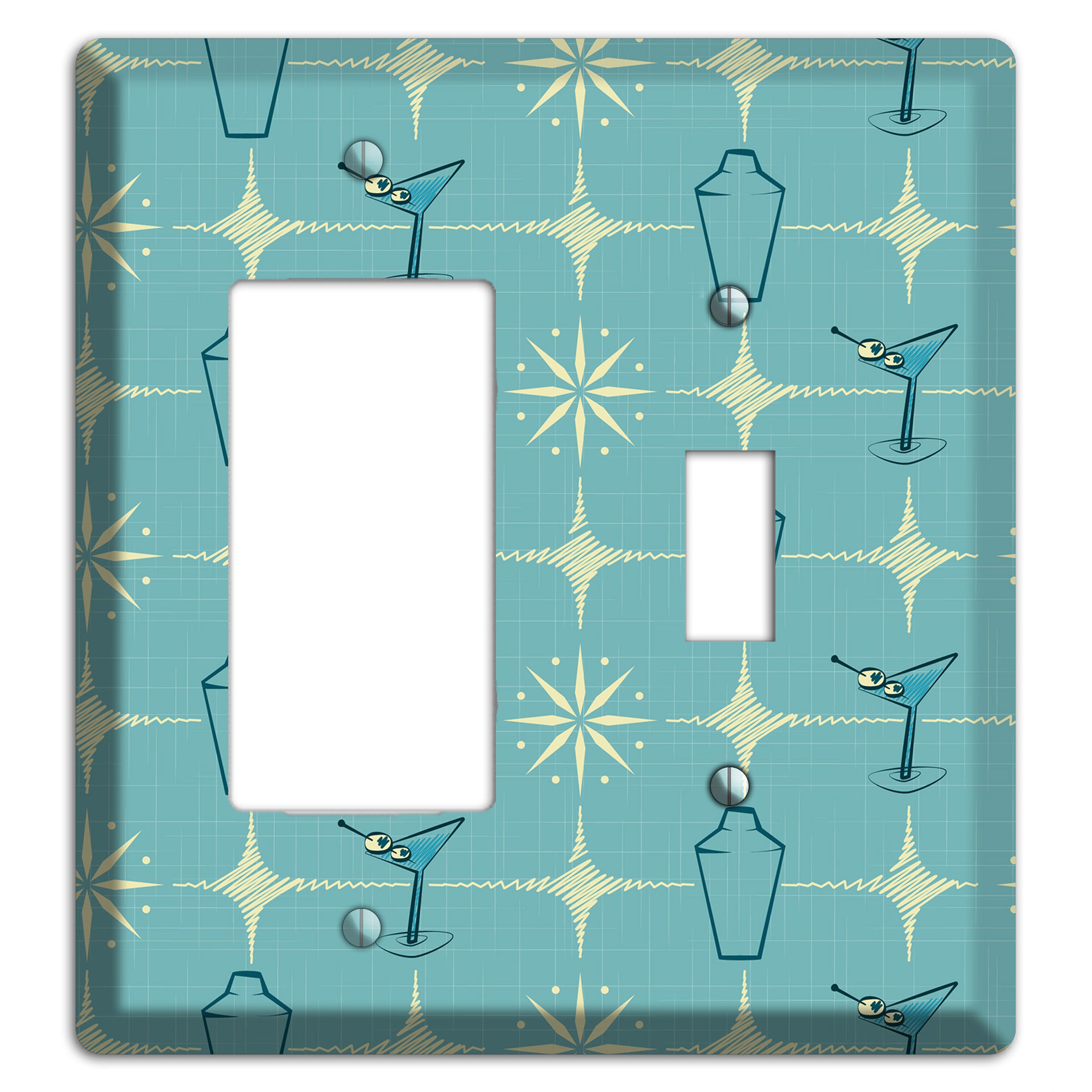 Blue Shaker and Martini Rocker / Toggle Wallplate