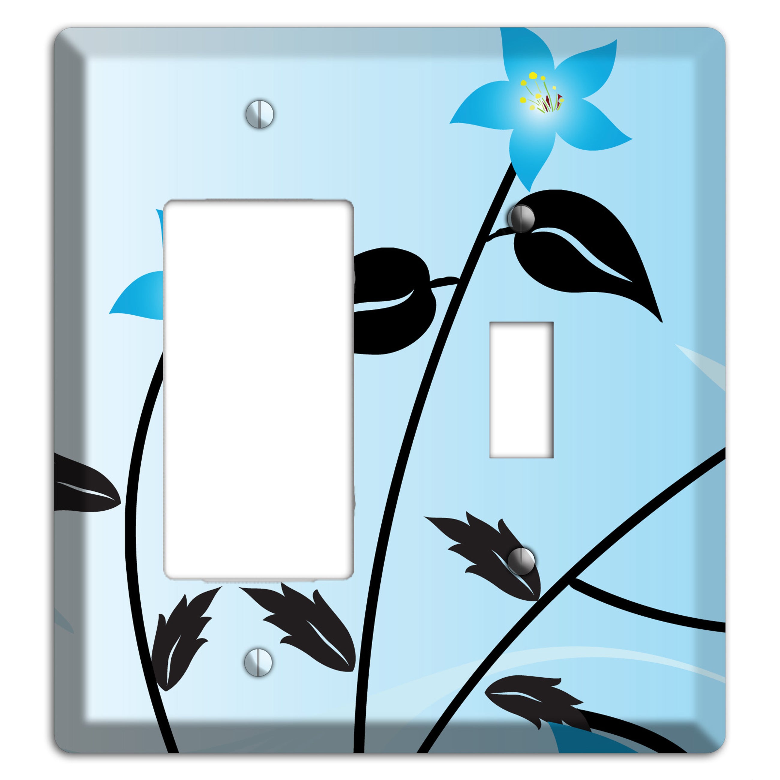 Blue Double Sprig Rocker / Toggle Wallplate