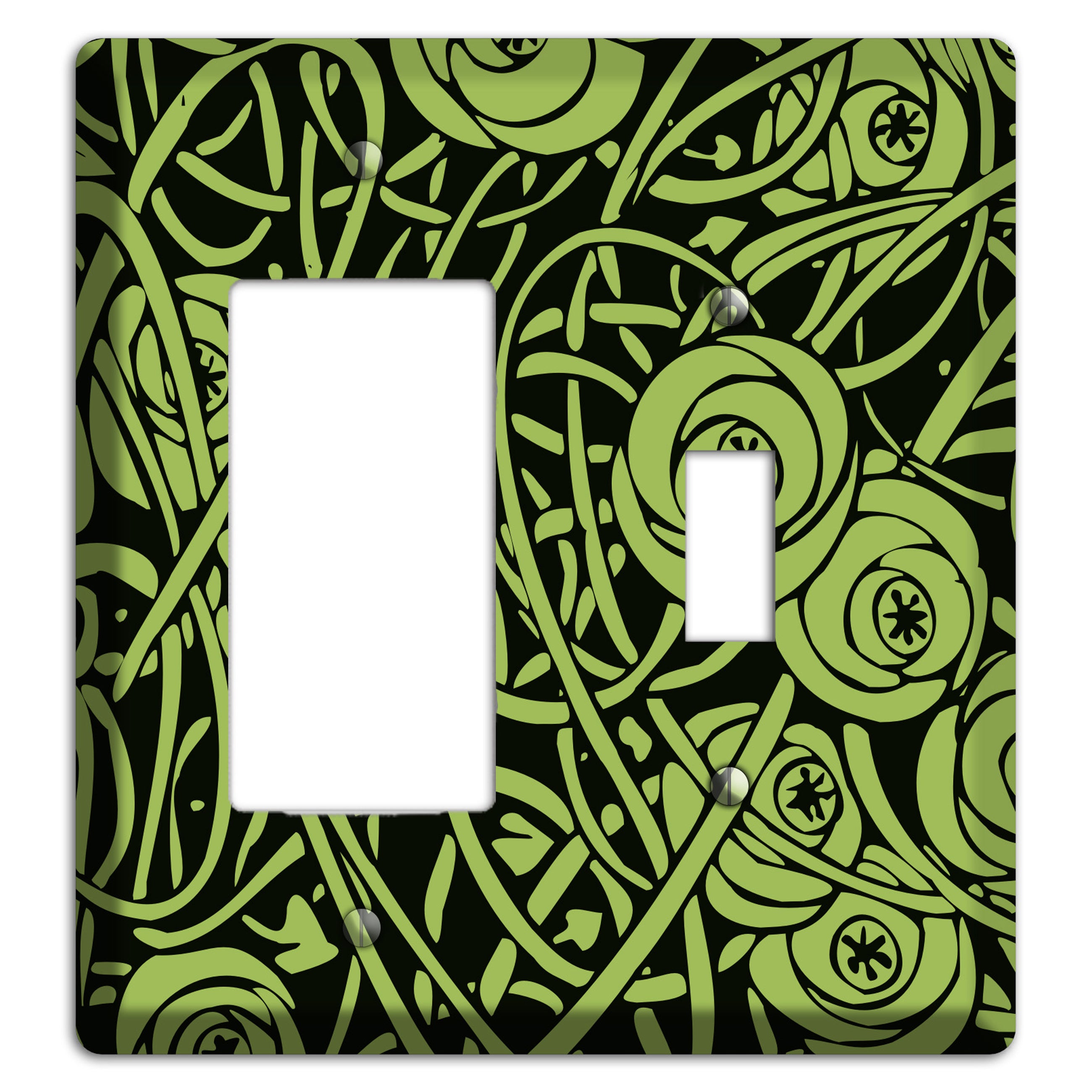 Green Deco Floral Rocker / Toggle Wallplate