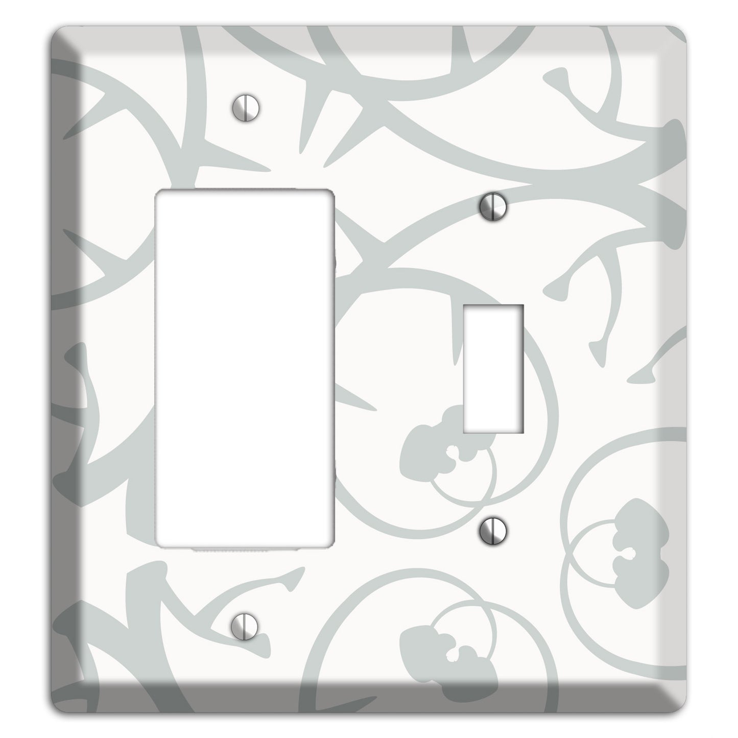 White with Grey Abstract Swirl Rocker / Toggle Wallplate