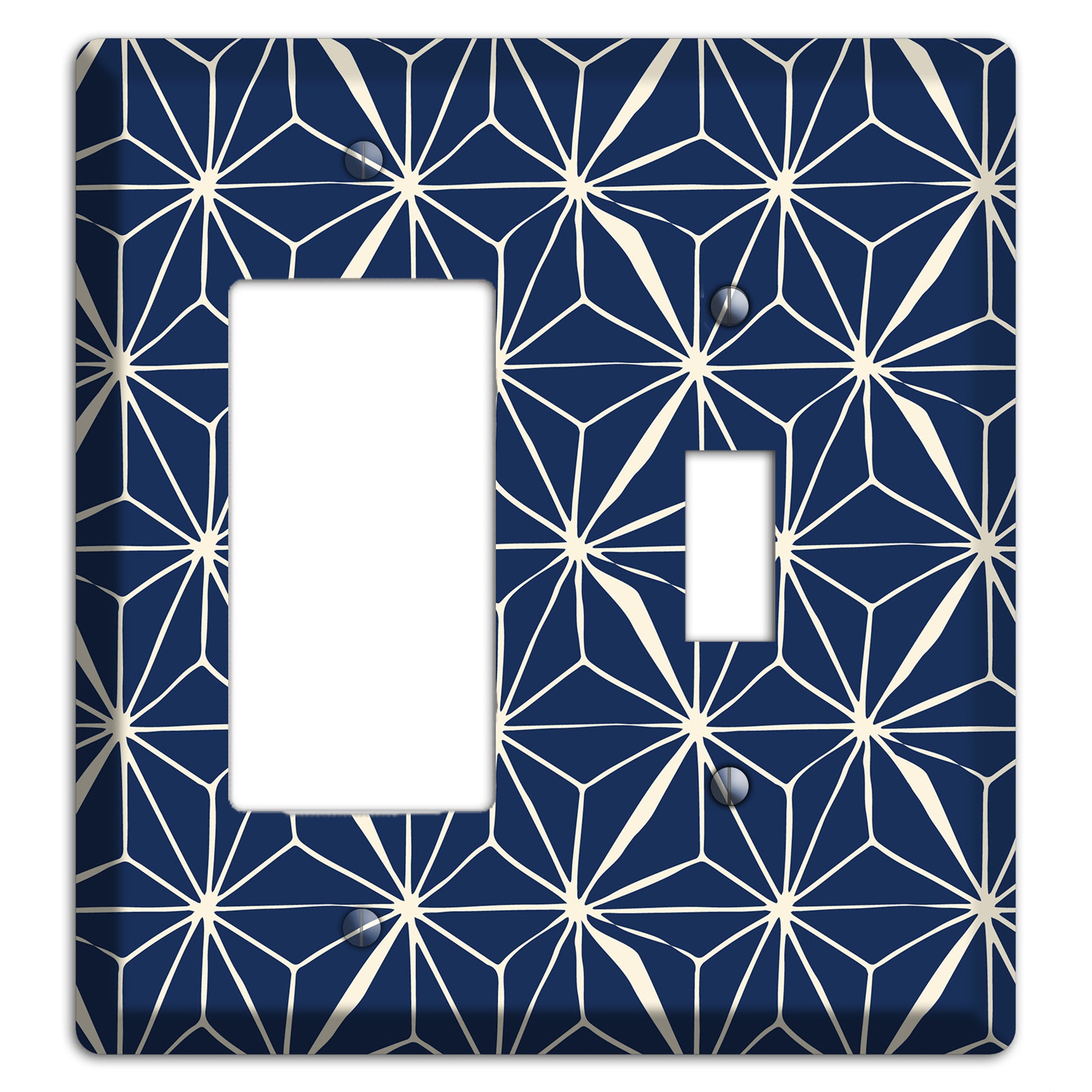 Navy Geometric Tile Rocker / Toggle Wallplate