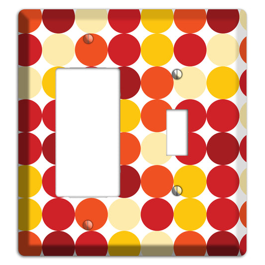 Multi Red and Beige Dots Rocker / Toggle Wallplate