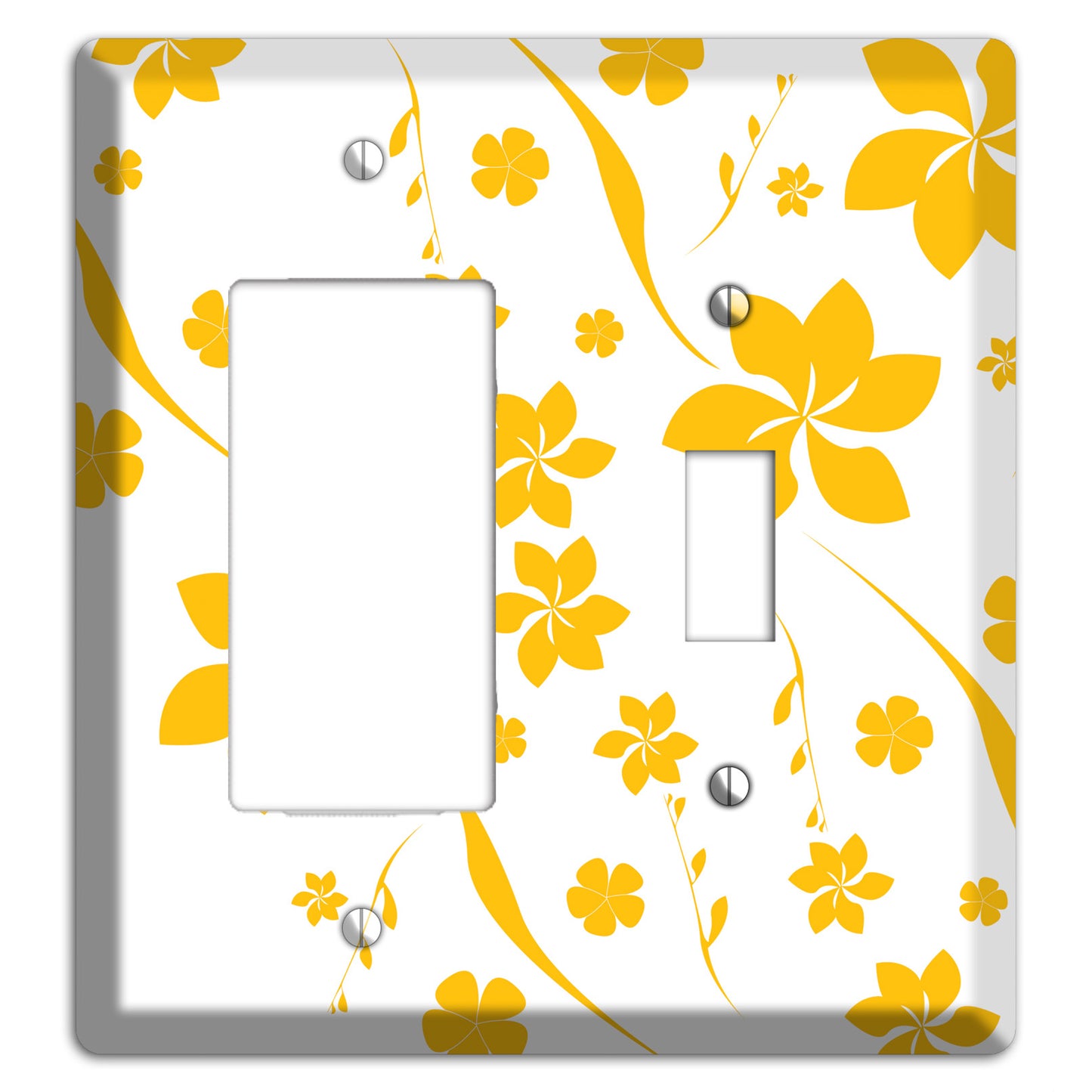 White with Yellow Flower Rocker / Toggle Wallplate