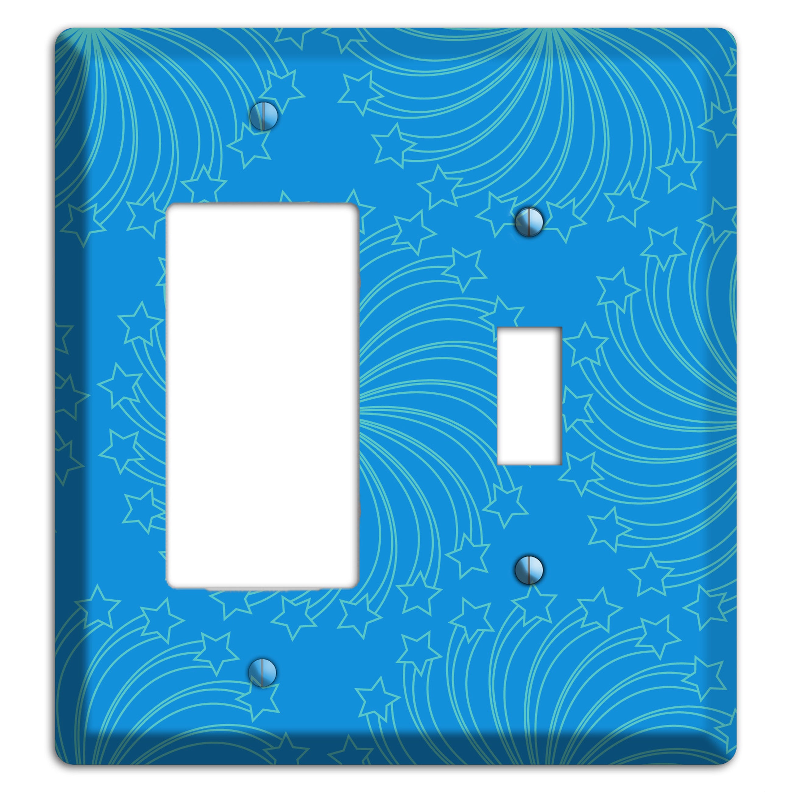 Multi Blue Star Swirl Rocker / Toggle Wallplate