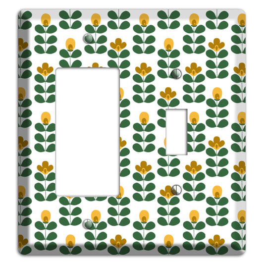 Multi Mustard Deco Floral Half Drop Rocker / Toggle Wallplate