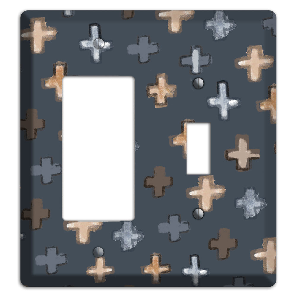 Navy Plus Signs Rocker / Toggle Wallplate
