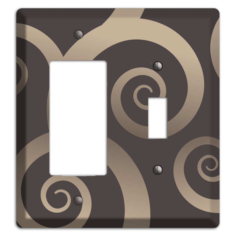 Brown with Beige Large Swirl Rocker / Toggle Wallplate