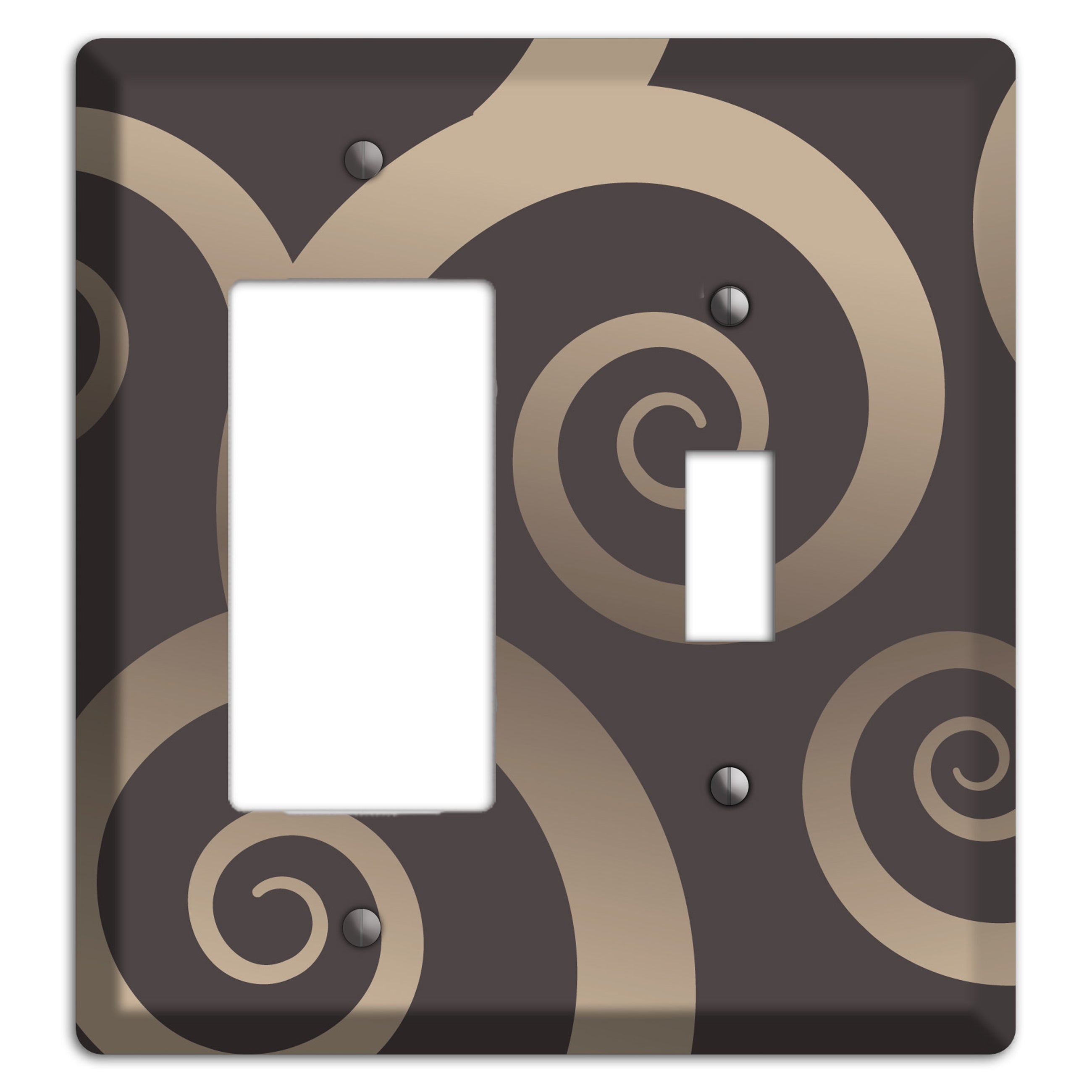 Brown with Beige Large Swirl Rocker / Toggle Wallplate