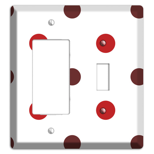 Red and Brown Medium Polka Dots Rocker / Toggle Wallplate