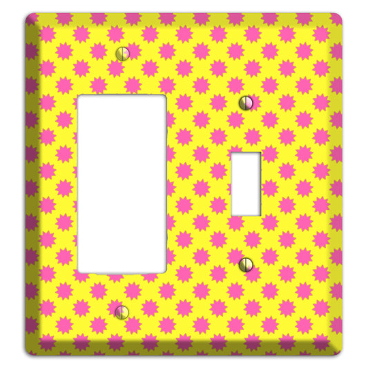 Yellow with Pink Burst Rocker / Toggle Wallplate
