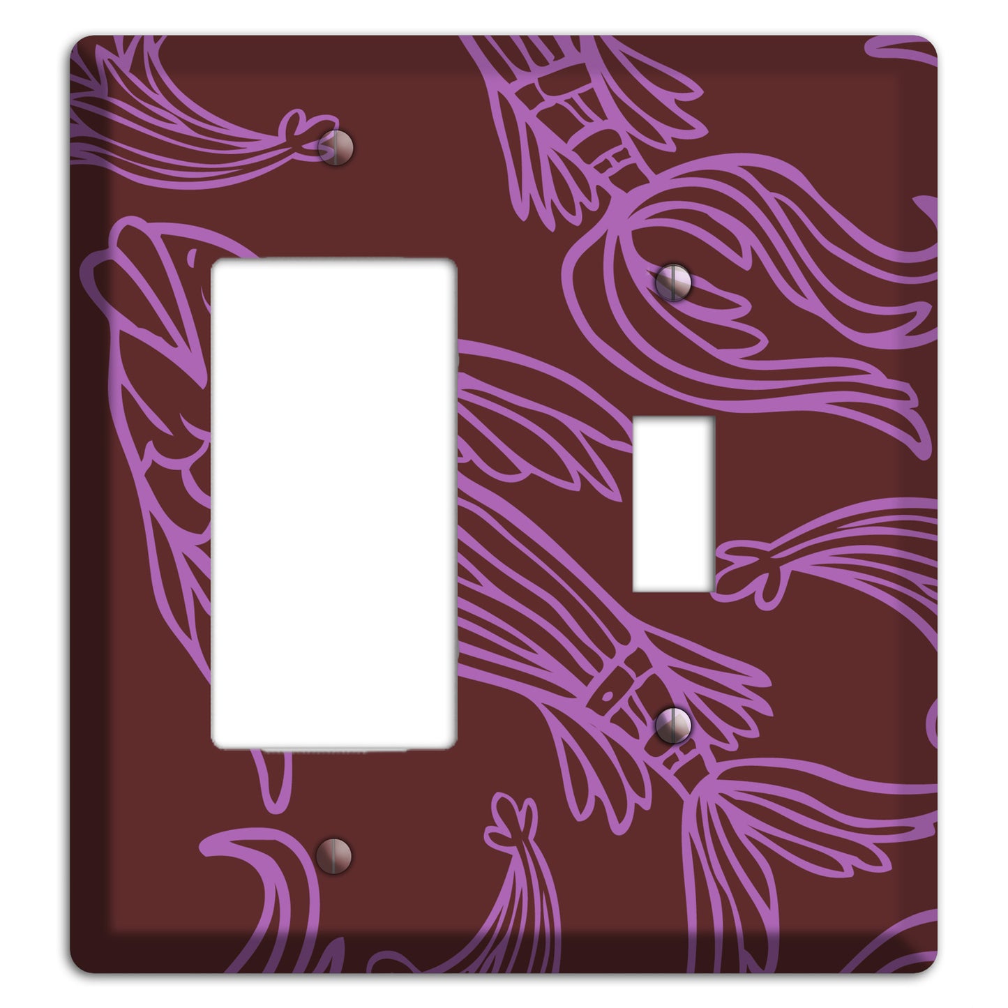 Purple and Pink Koi Rocker / Toggle Wallplate