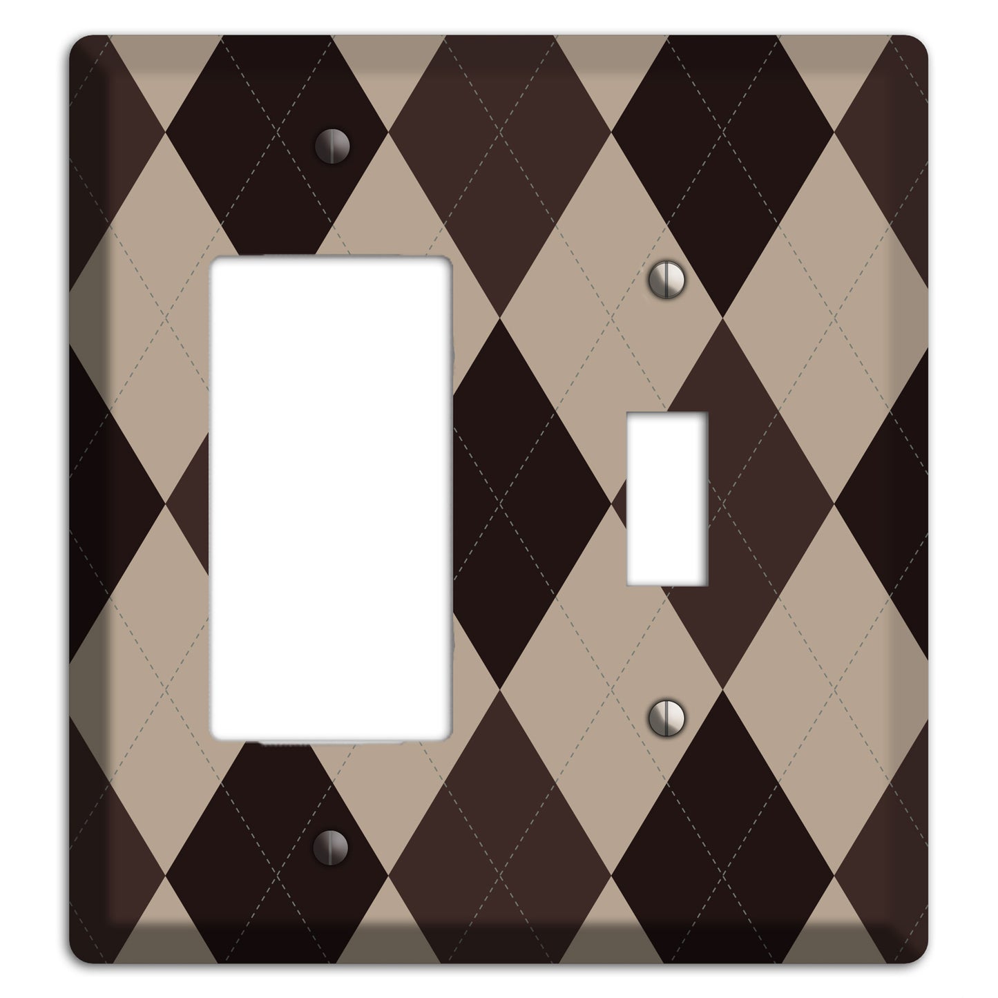 Brown and Beige Argyle Rocker / Toggle Wallplate