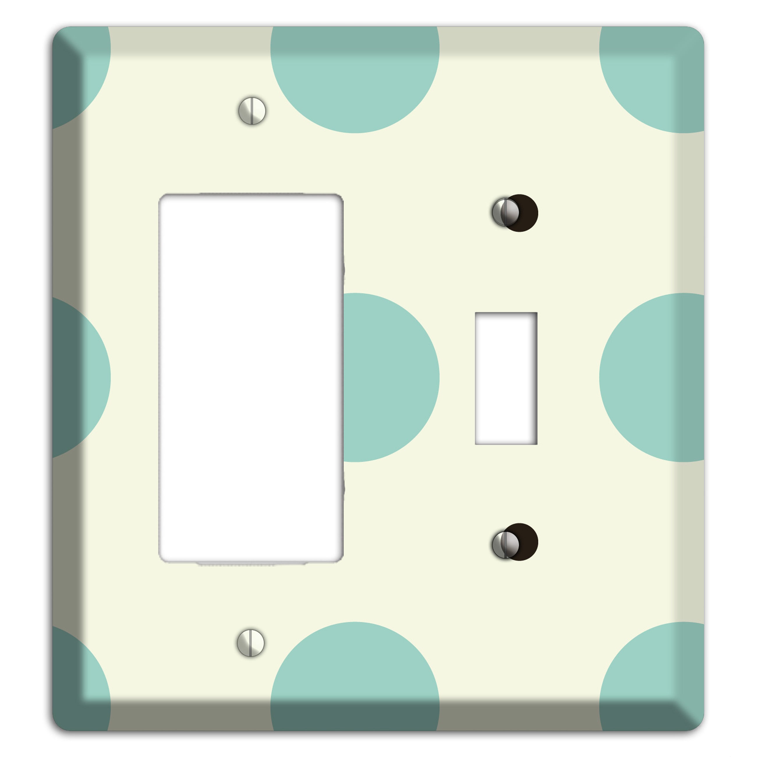 Soft Green with Aqua and Black Multi Tiled Medium Dots Rocker / Toggle Wallplate