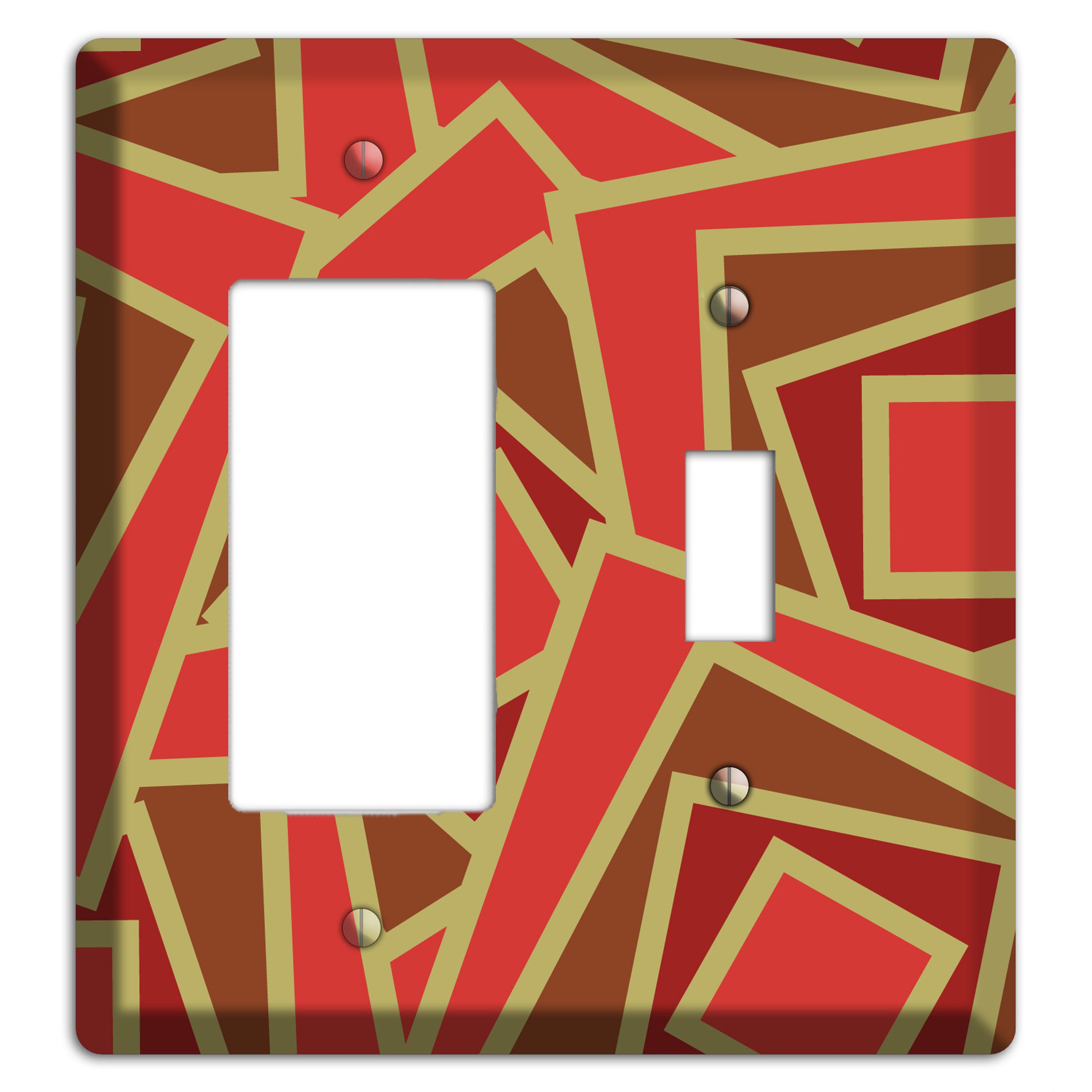 Red and Brown Retro Cubist Rocker / Toggle Wallplate