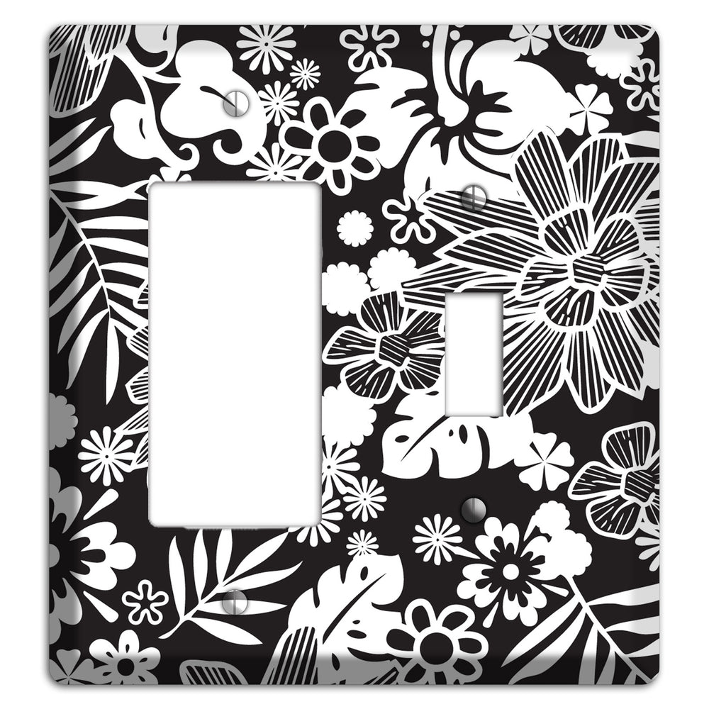 Black with White Tropical Rocker / Toggle Wallplate