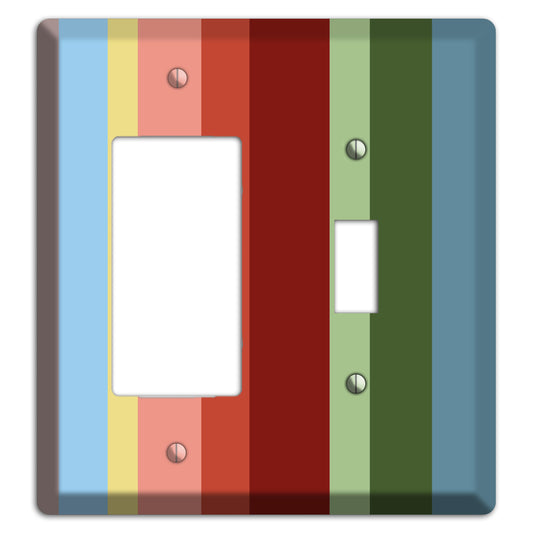 Multi Pastel Vertical Stripe Rocker / Toggle Wallplate