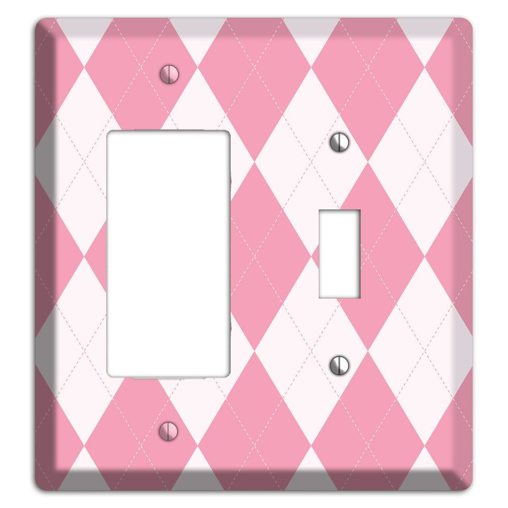 Pink Argyle Rocker / Toggle Wallplate