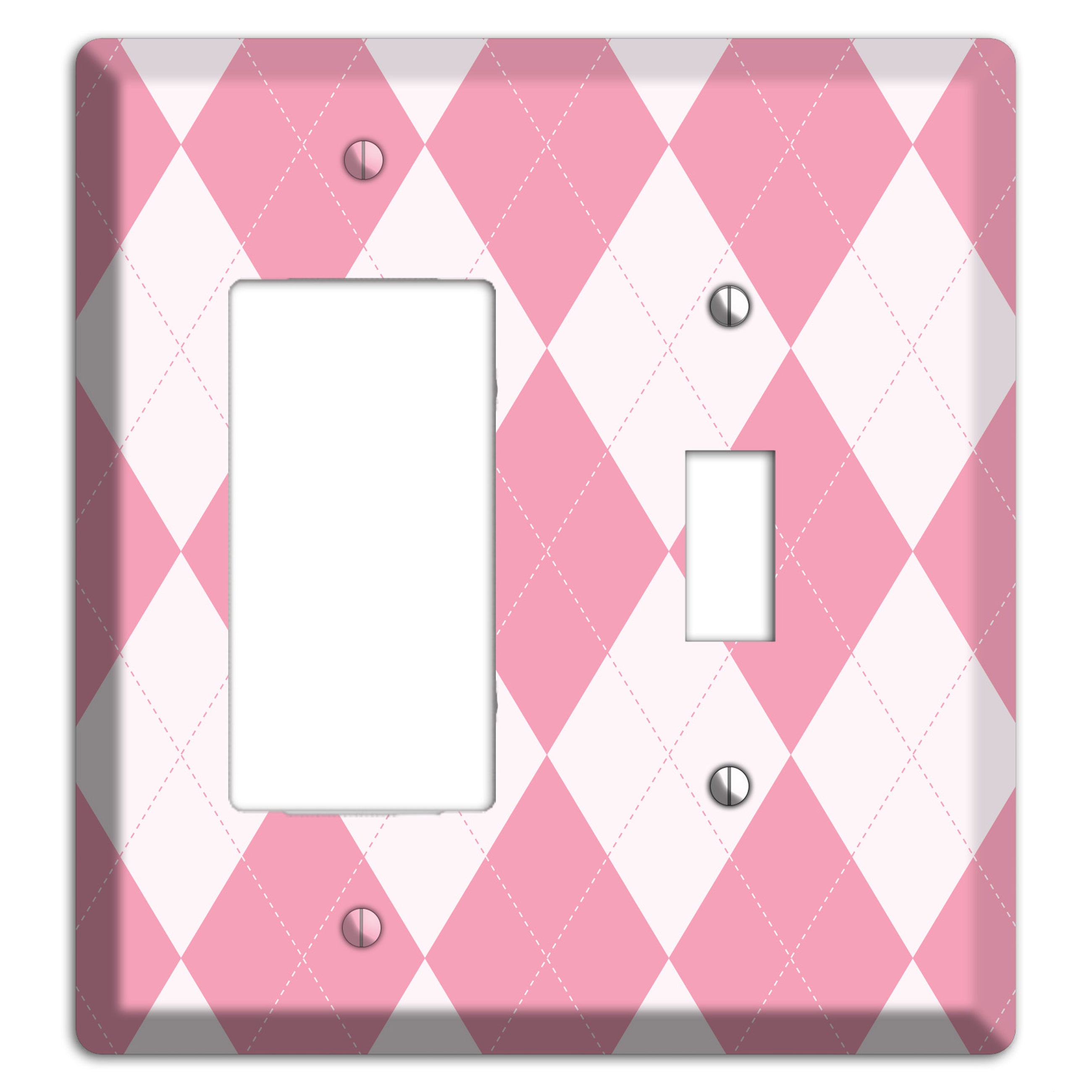 Pink Argyle Rocker / Toggle Wallplate