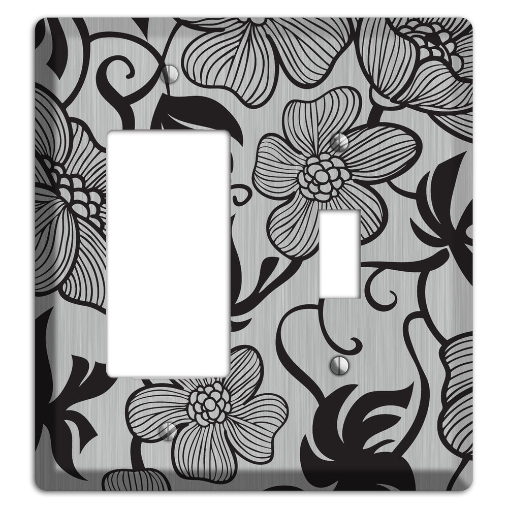 Stainless Steel with Black Tropical Rocker / Toggle Wallplate