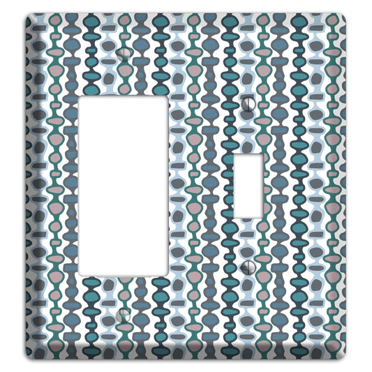 Grey and Multi Blue Bead and Reel Rocker / Toggle Wallplate