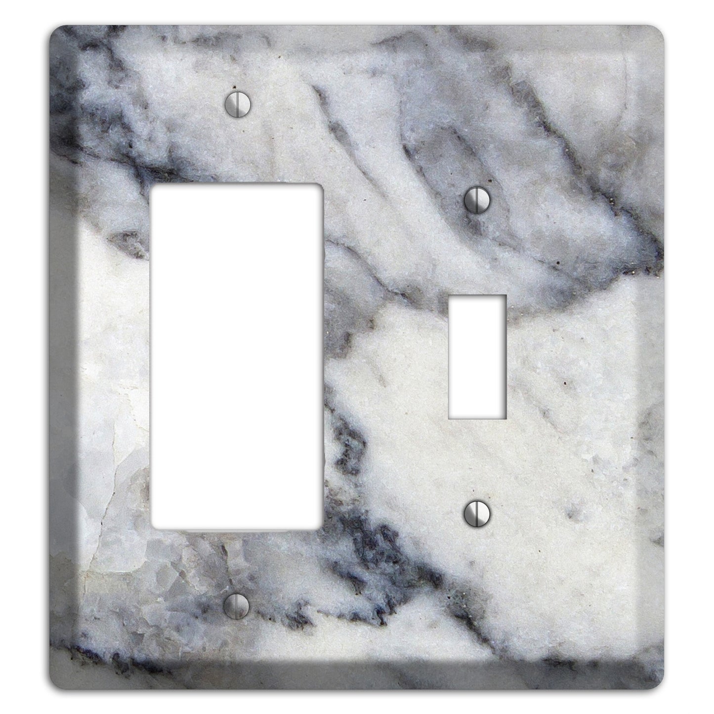 White and Grey Marble Rocker / Toggle Wallplate
