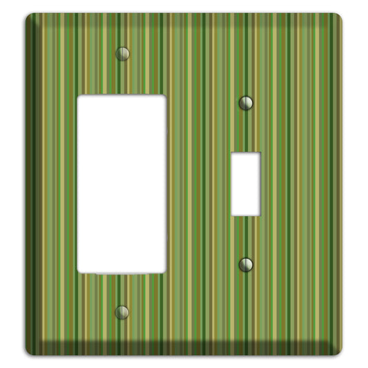 Multi Green Vertical Stripes Rocker / Toggle Wallplate