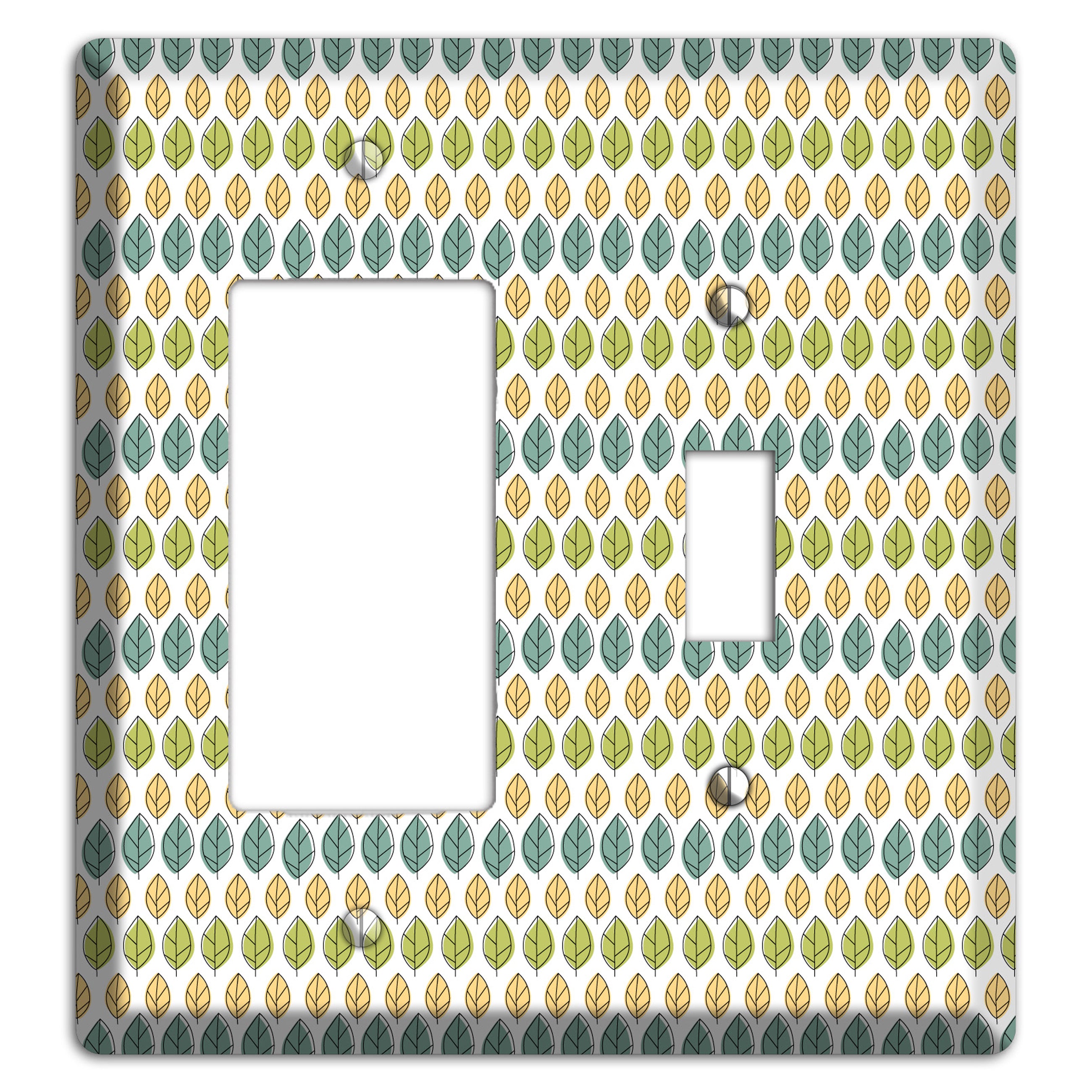 Sage Beige Dusty Blue Leaf Contour Rocker / Toggle Wallplate