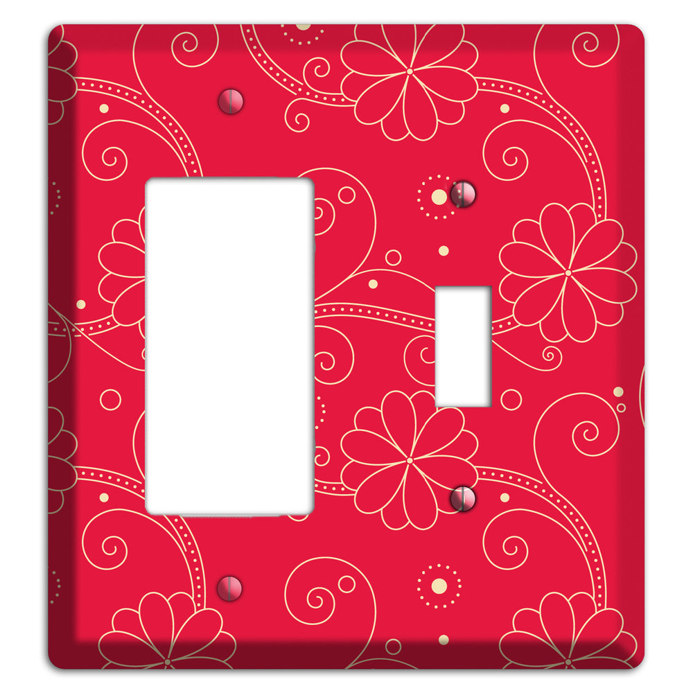 Red Floral Swirl Rocker / Toggle Wallplate