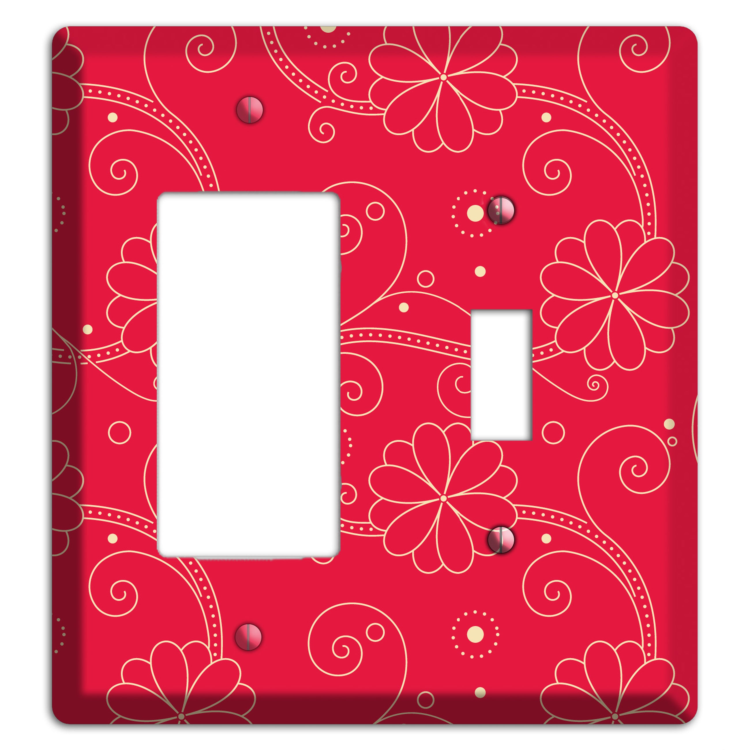 Red Floral Swirl Rocker / Toggle Wallplate