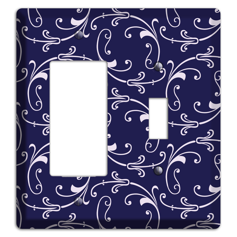 Navy Victorian Sprig Rocker / Toggle Wallplate