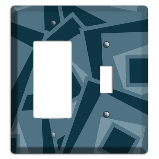 Blue-grey Retro Cubist Rocker / Toggle Wallplate