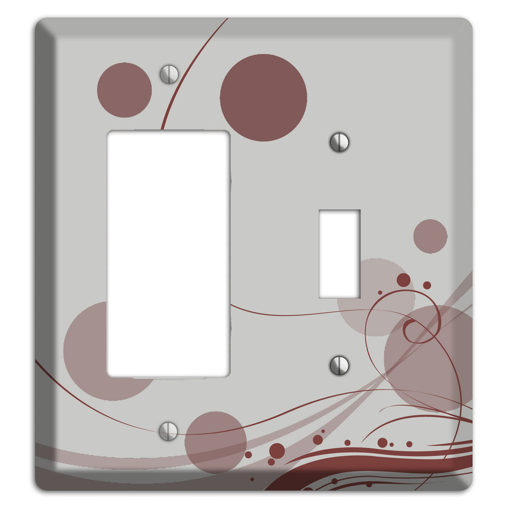 Grey with Maroon Dots and Swirls Rocker / Toggle Wallplate