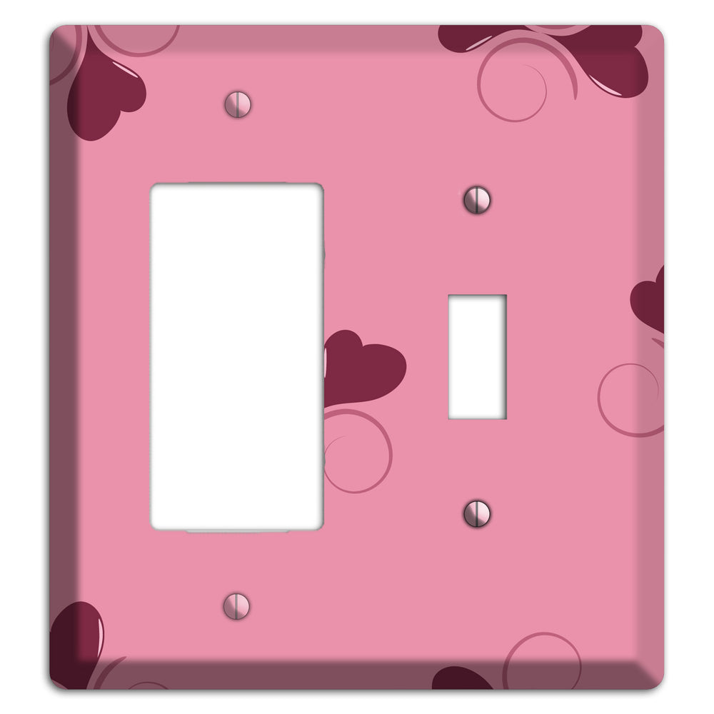 Pink with Hearts Rocker / Toggle Wallplate
