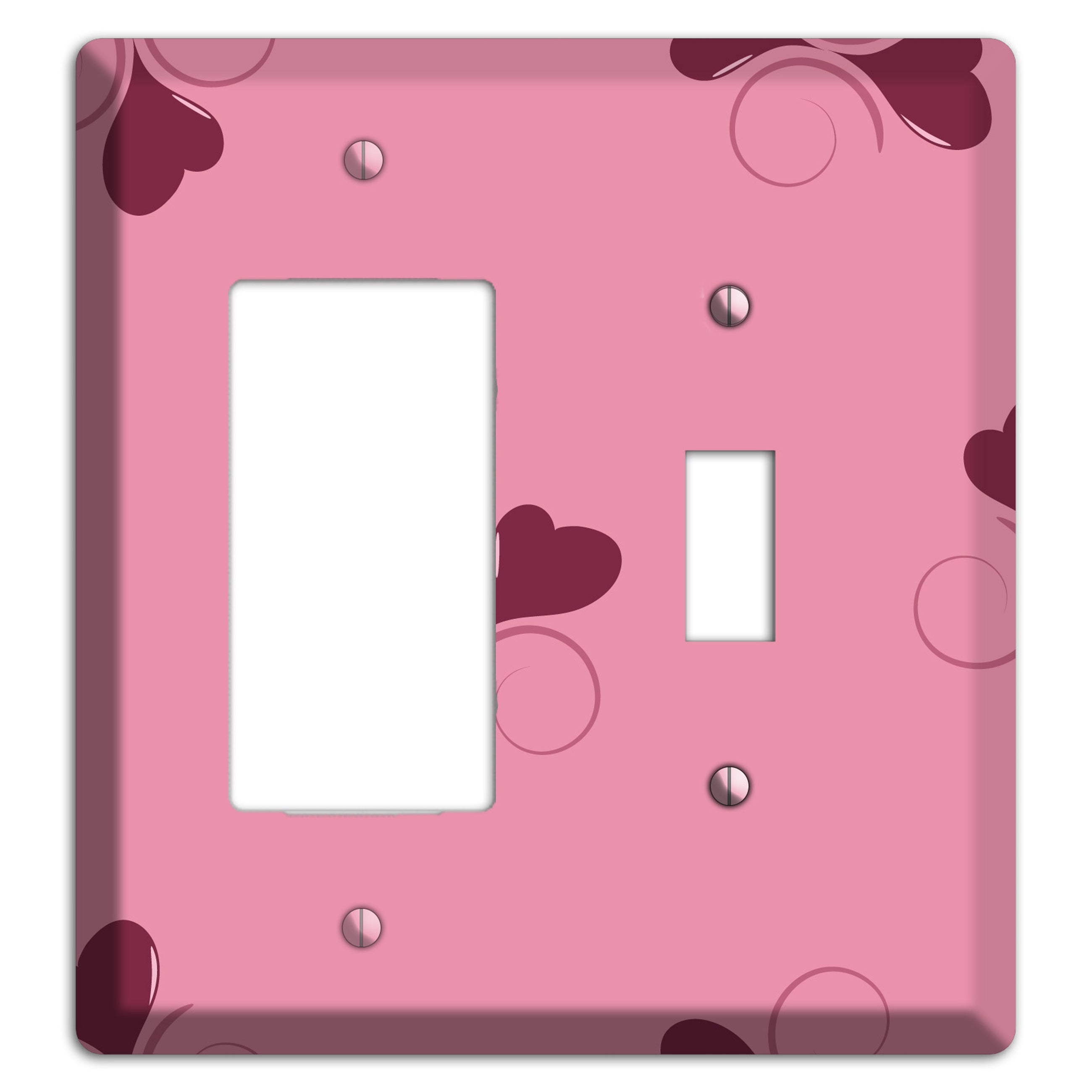 Pink with Hearts Rocker / Toggle Wallplate