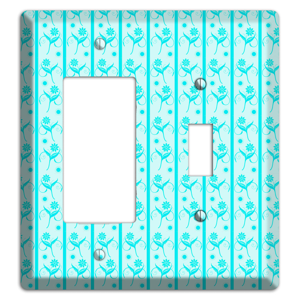 Teal Floral Pattern Rocker / Toggle Wallplate