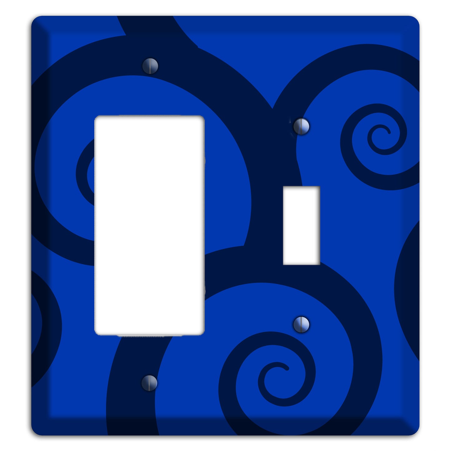 Blue Large Swirl Rocker / Toggle Wallplate