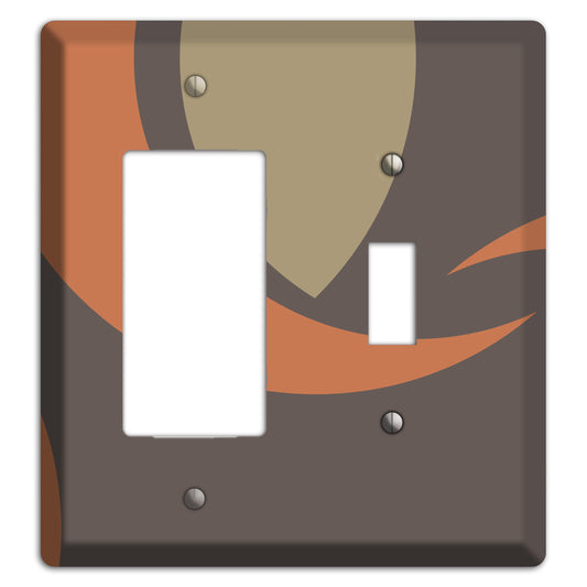 Grey Beige and Orange Abstract Rocker / Toggle Wallplate